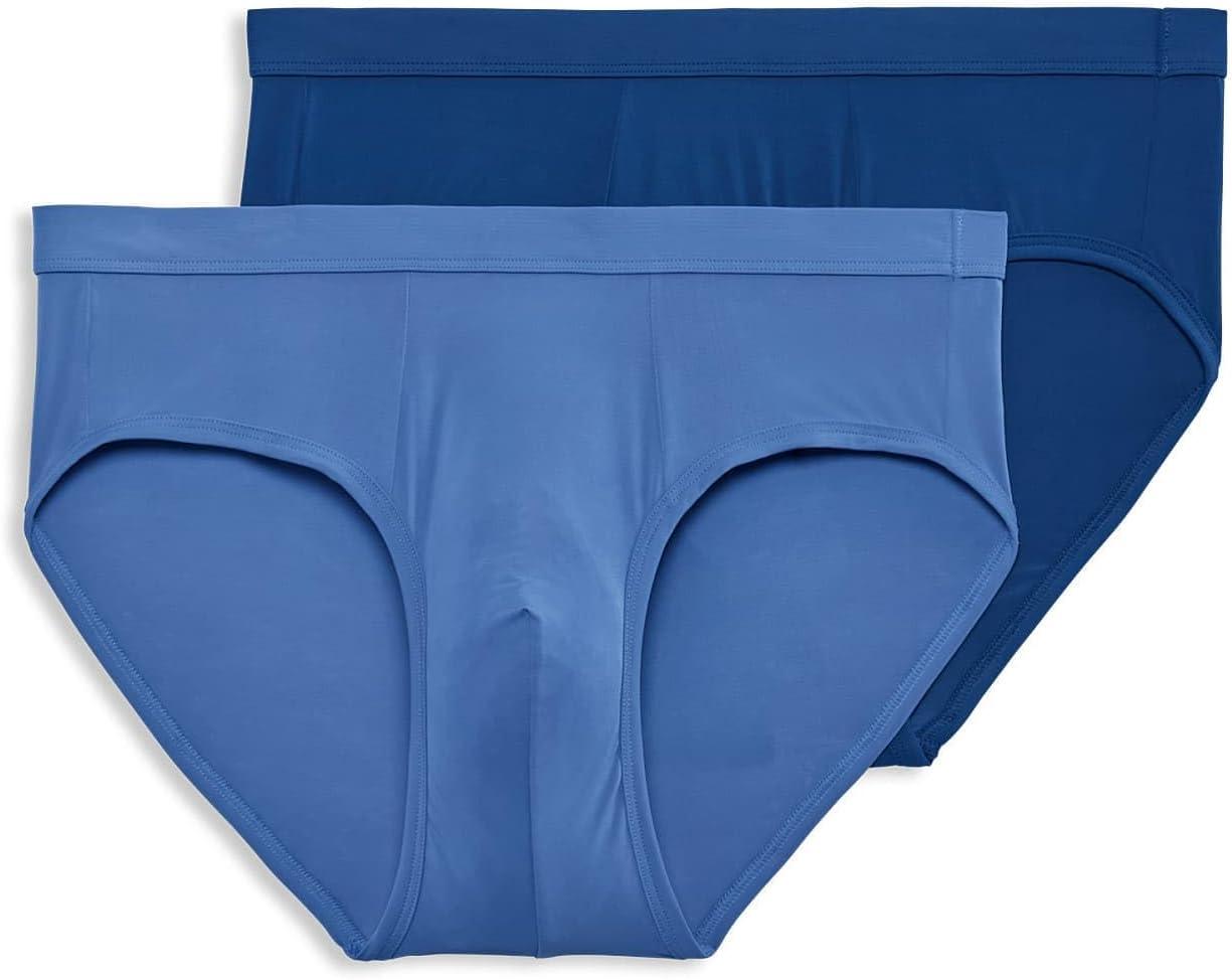 imageJockey Mens Underwear Mens Elance Microfiber Low Rise Brief 2 PackOcean BlueMimas Blue