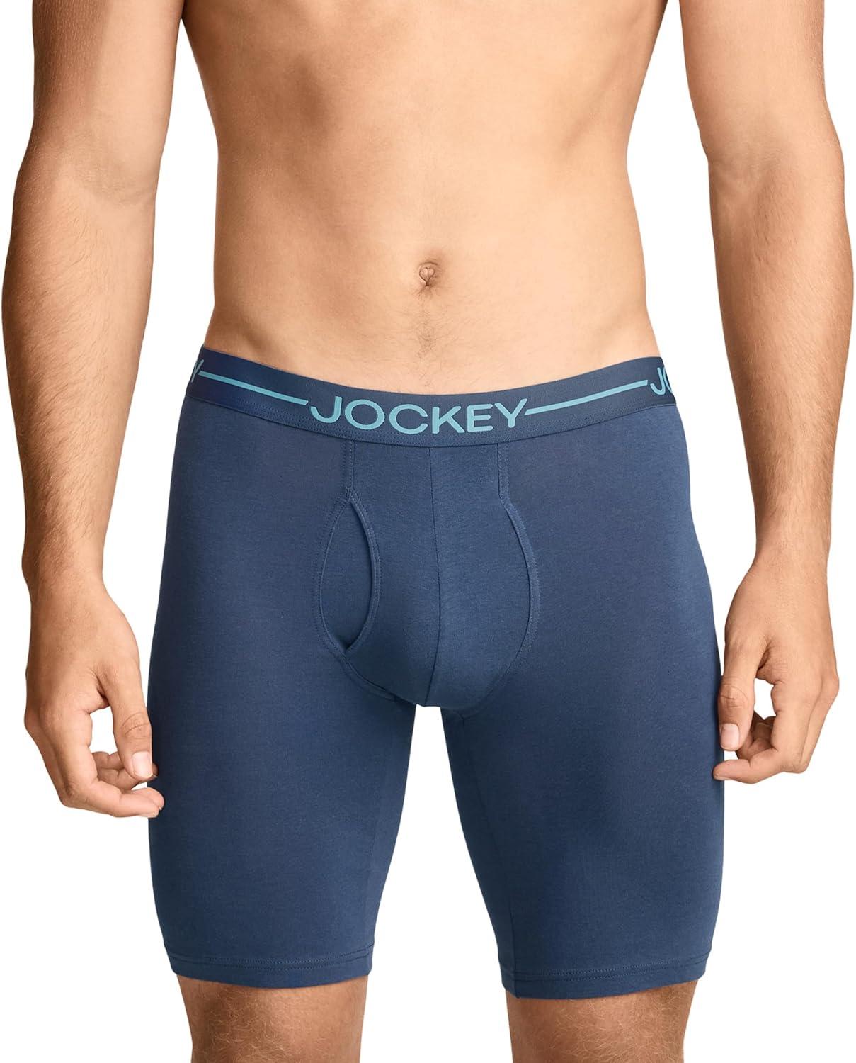 imageJockey Mens Underwear Organic Cotton Stretch 95 Long Leg Boxer Brief 3 PackNocturne Cove