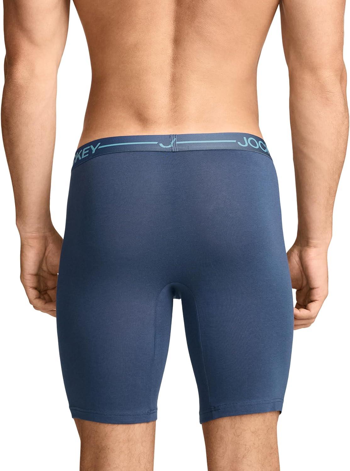 imageJockey Mens Underwear Organic Cotton Stretch 95 Long Leg Boxer Brief 3 PackNocturne Cove
