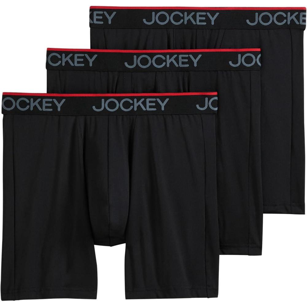 imageJockey Mens Underwear Chafe Proof Pouch Microfiber 6 Boxer Brief 3 PackBlack