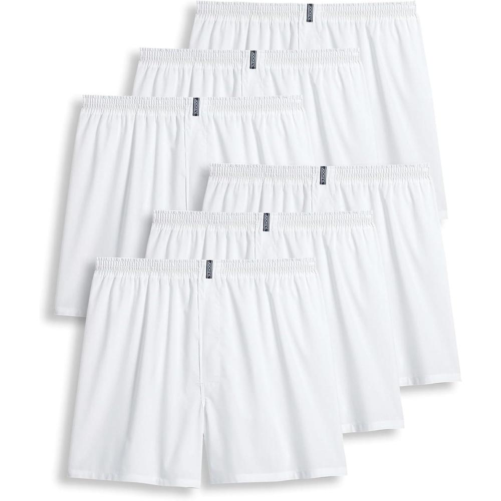 imageJockey Mens Underwear Classics Full Cut 5 Boxer  6 PackWhite