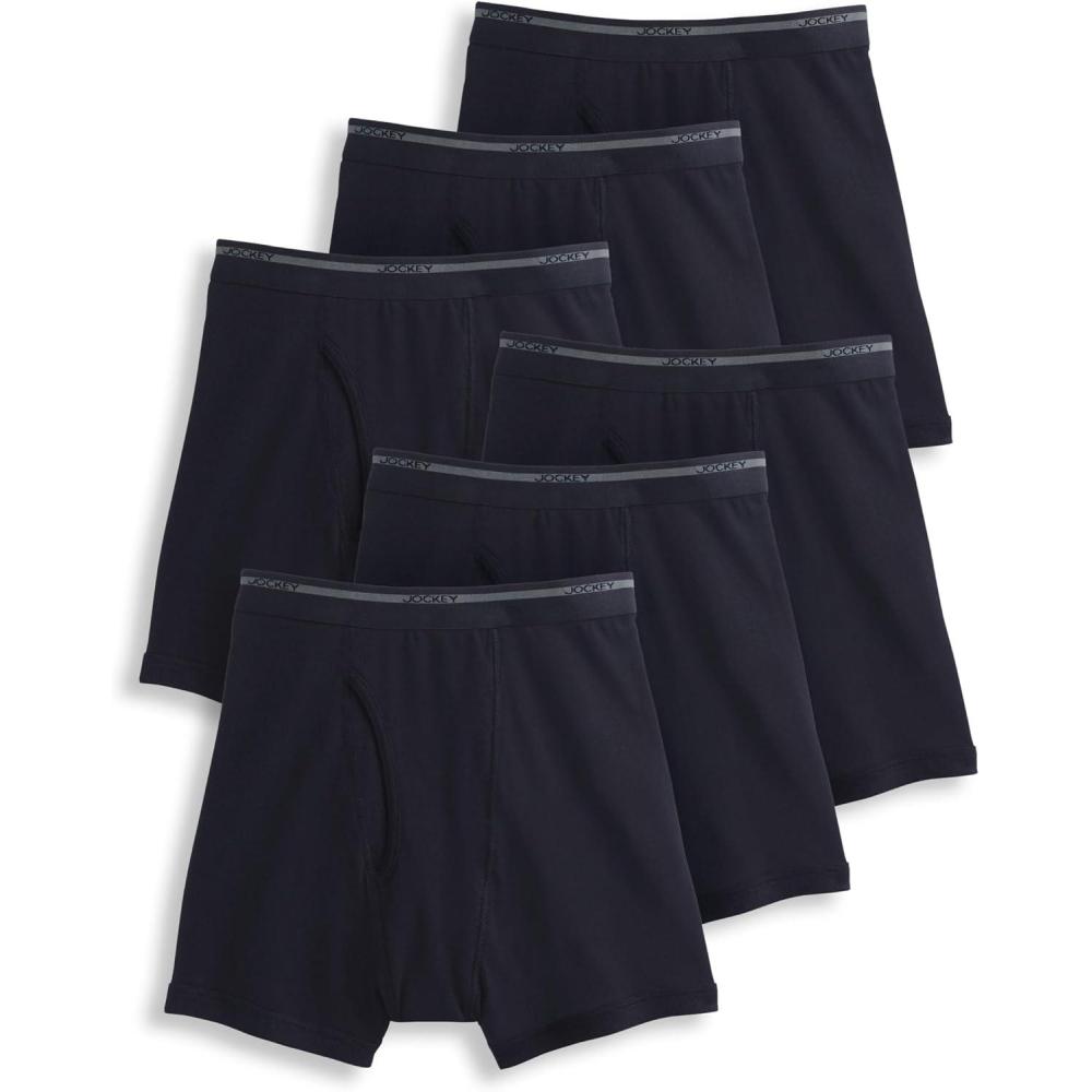 imageJockey Mens Underwear Lightweight Classic 5 Boxer Brief 6 PackBlack