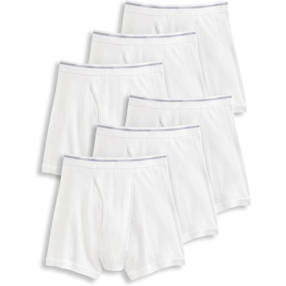 imageJockey Mens Underwear Lightweight Classic 5 Boxer Brief 6 PackWhite