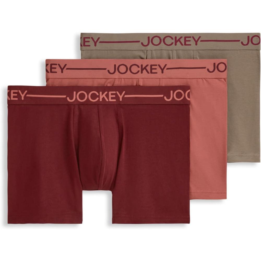imageJockey Mens Underwear Organic Cotton Stretch 4 Trunk  3 PackTerracotta Bay