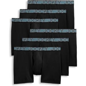 Jockey Men’s Underwear Active Microfiber 5″ Boxer Brief – 6 Pack(Black)