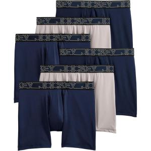 Jockey Men’s Underwear Active Microfiber 5″ Boxer Brief – 6 Pack(Navy/Quartz/Navy)