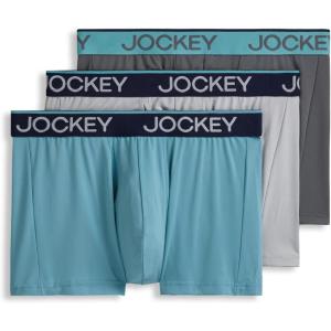 Jockey Men’s Underwear Chafe Proof Pouch Microfiber 3″ Trunk – 3 Pack(Cove/Battleship Grey/Grey Dove)