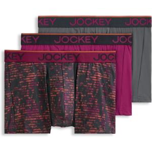 Jockey Men’s Underwear Chafe Proof Pouch Microfiber 3″ Trunk – 3 Pack(Majestic Berry/Warm Trails/Battleship)