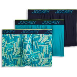 Jockey Men’s Underwear Chafe Proof Pouch Microfiber 3″ Trunk – 3 Pack(Northern Light/Abstract Traction/True Navy)