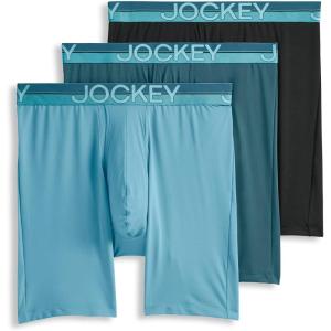 Jockey Men’s Underwear Infinite Cool Microfiber Stretch 8″ Long Leg Boxer Brief – 3 Pack(Midnight Cove)