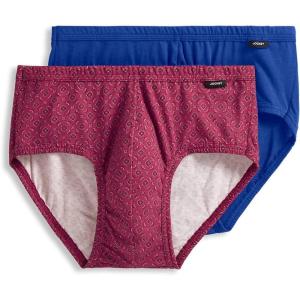 Jockey Men’s Underwear Men’s Elance Poco Brief – 2 Pack(Red Bandana Medallion/Bluest Blue)