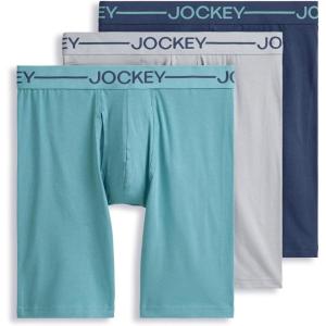 Jockey Men’s Underwear Organic Cotton Stretch 9.5″ Long Leg Boxer Brief – 3 Pack(Nocturne Cove)