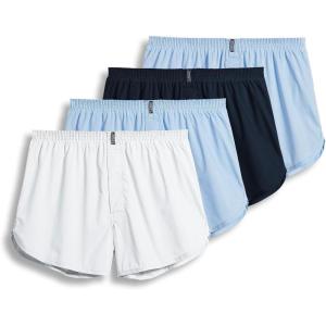 Jockey Men’s Underwear Tapered 5″ Boxer – 4 Pack(Icy Blue/White/Navy/Icy Blue)