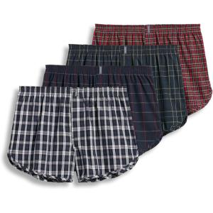 Jockey Men’s Underwear Tapered 5″ Boxer – 4 Pack(Navy Tartan/Red Tartan)