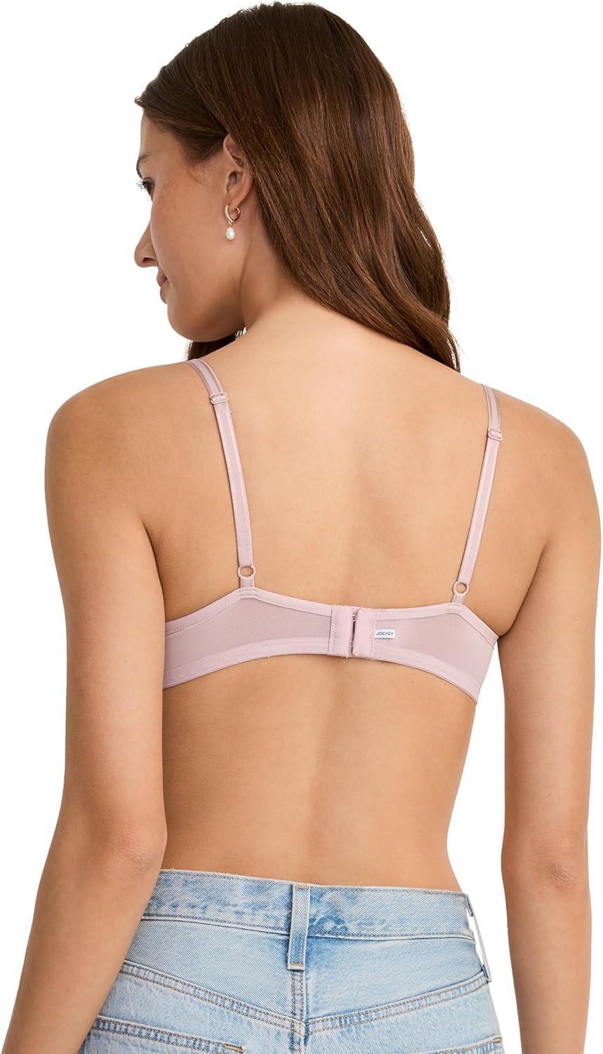 imageJockey Womens Bra Smooth amp Sleek Lace Demi Coverage Wirefree TShirt BraPink Haze