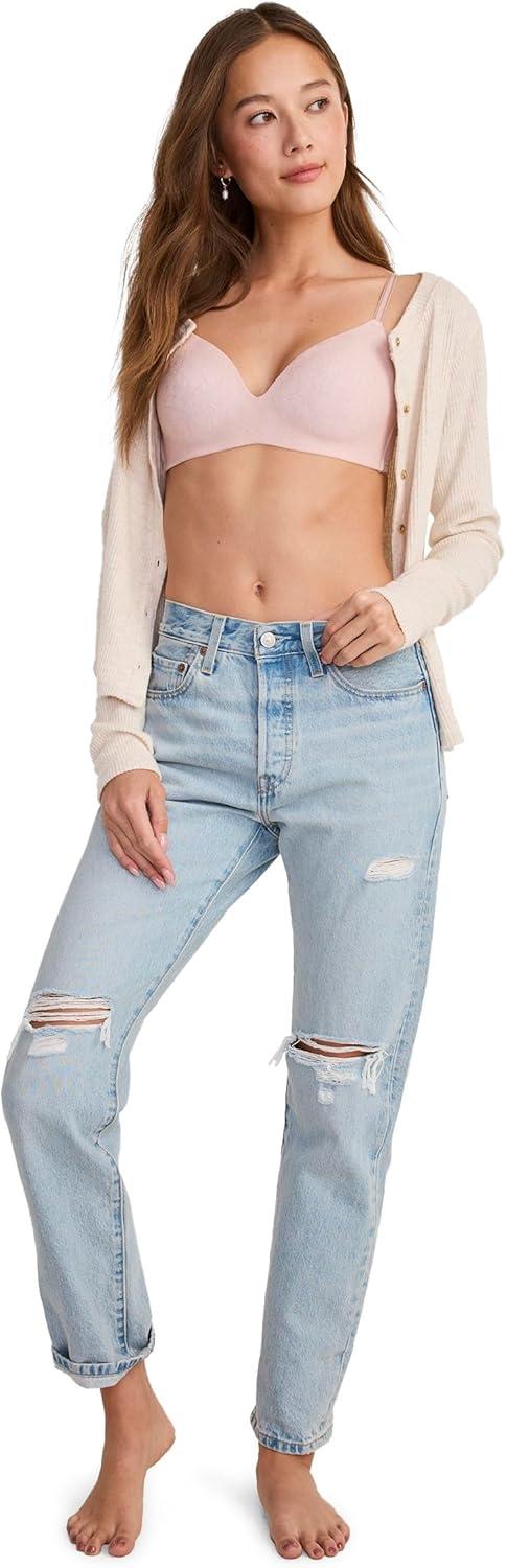 imageJockey Womens Bra Smooth amp Sleek Lace Demi Coverage Wirefree TShirt BraPink Haze