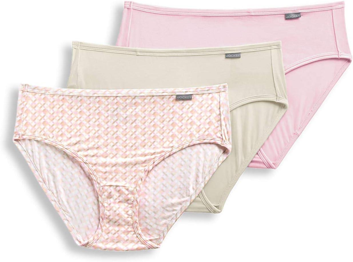 imageJockey Womens Underwear Supersoft Hipster 3 PackPastel PinwheelSandFrosty Pink