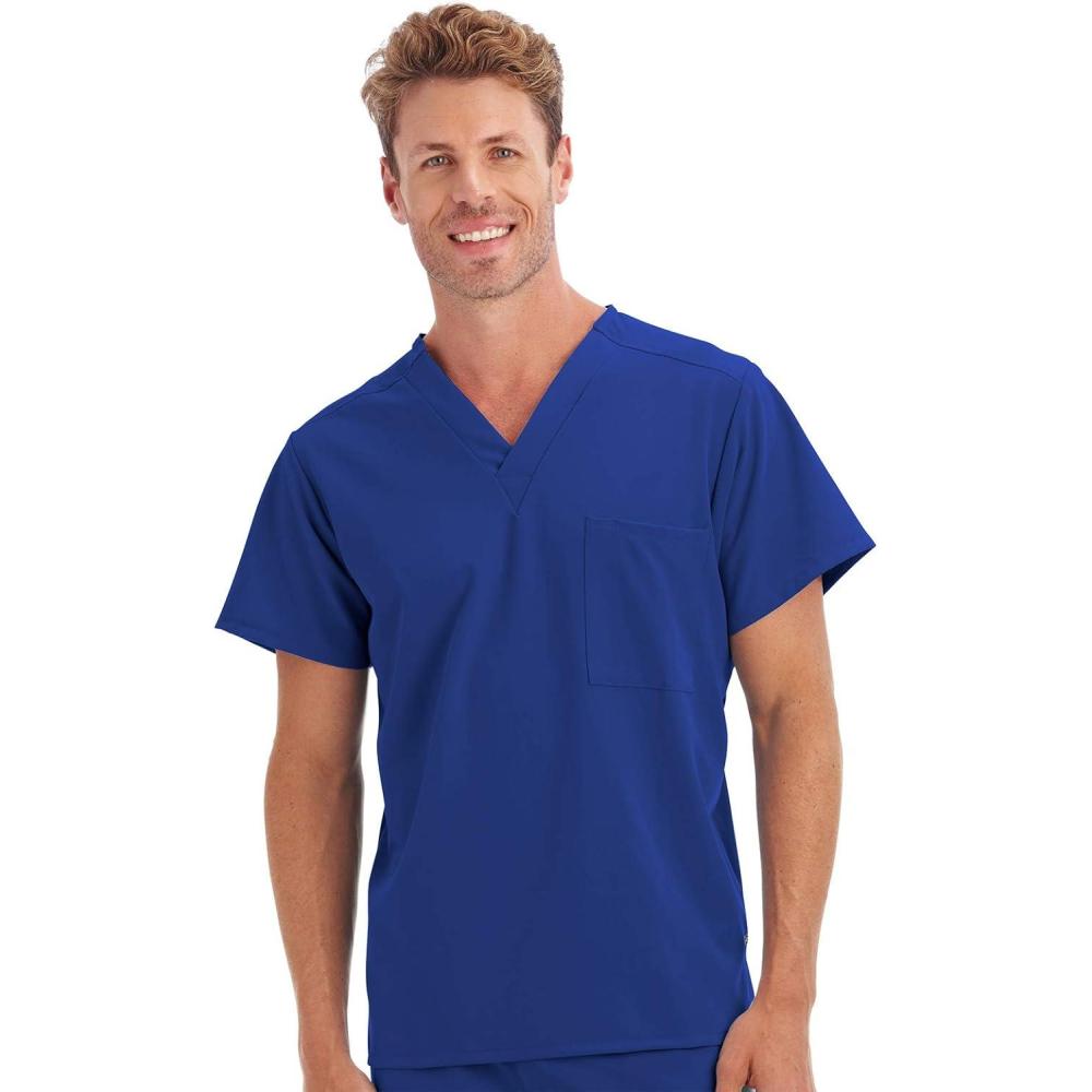 imageJockey Unisex Scrubs Classic Unisex One Pocket Stretch Scrub TopGalaxy Blue