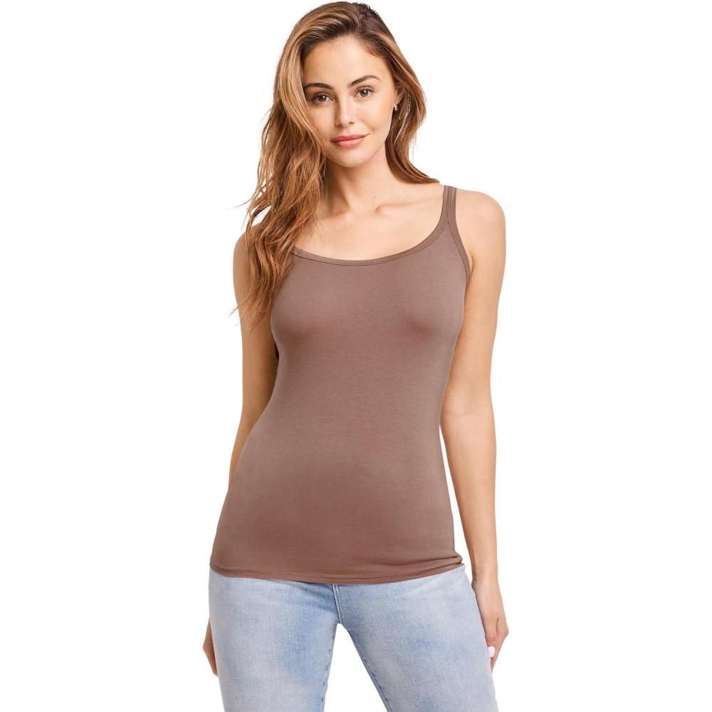 imageJockey Womens Undershirt Supersoft CamiAlmond