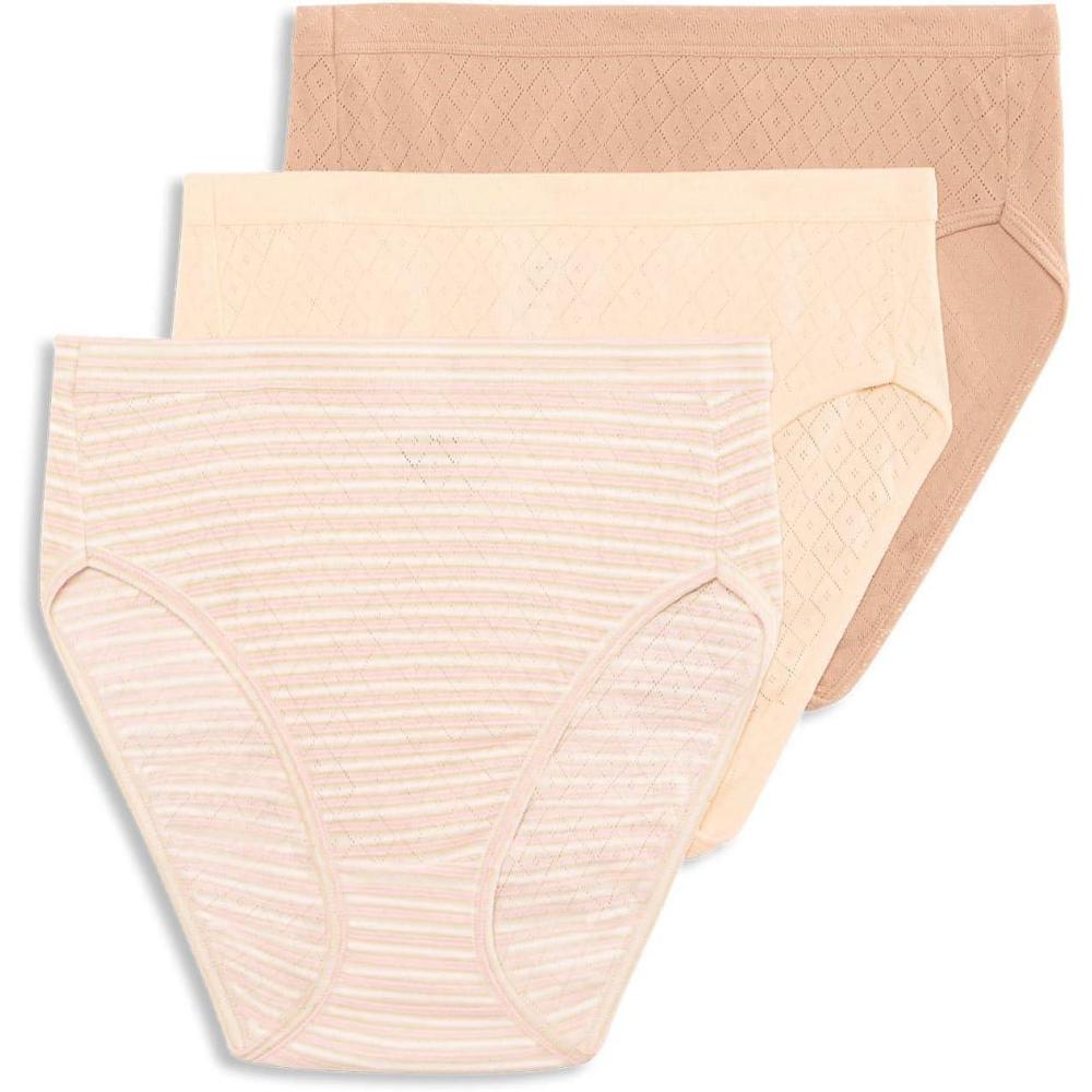 imageJockey Womens Underwear Elance Breathe French Cut  3 PackWhisper StripeSheer PeachLight