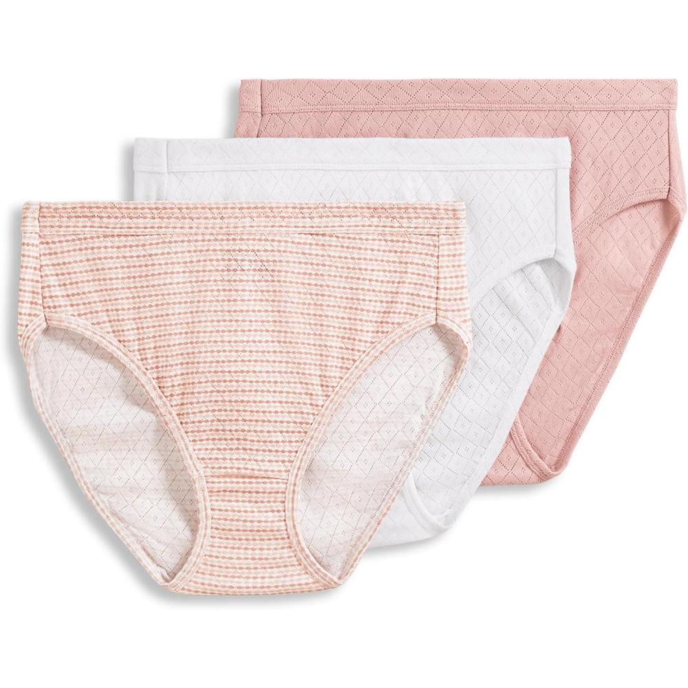 imageJockey Womens Underwear Elance Breathe French Cut  3 PackWhiteSeashell RoseNeutral Rose Horizon