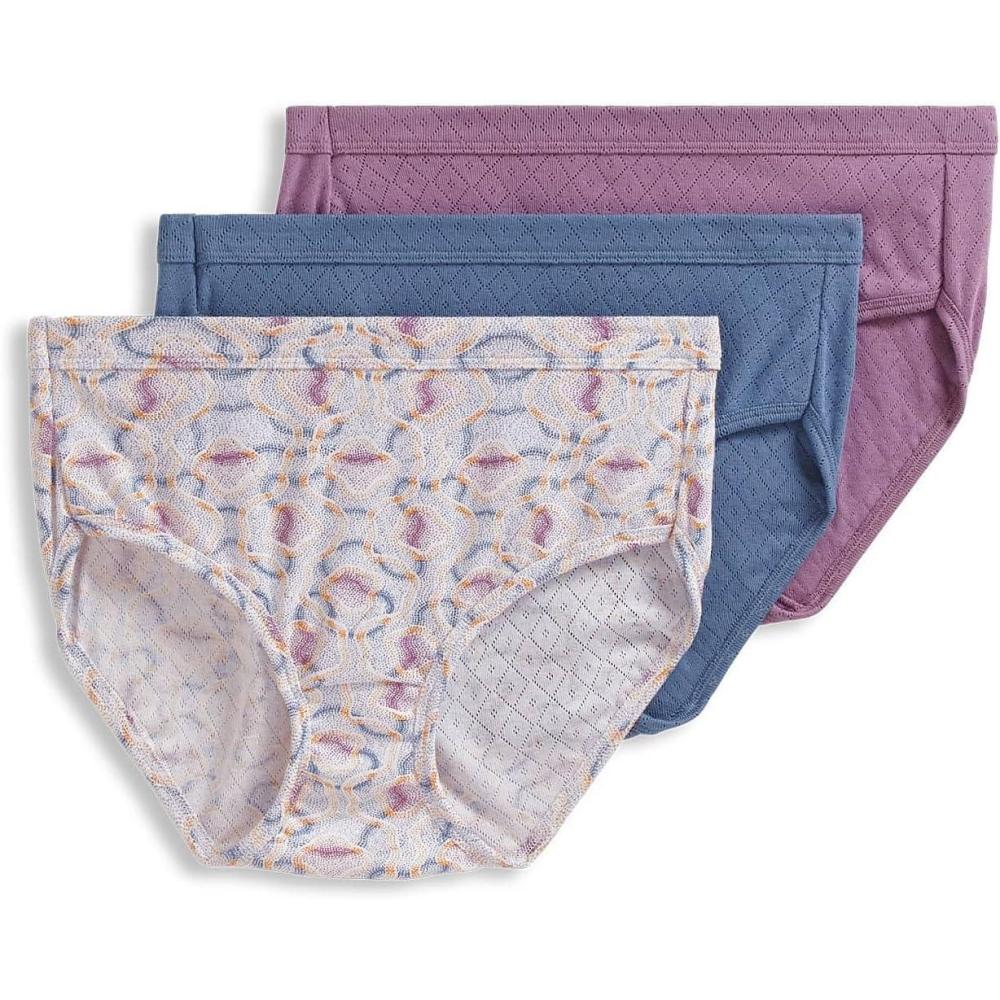 imageJockey Womens Underwear Elance Breathe Hipster 3 PackFresh CoastStippled WavesSilver Plum