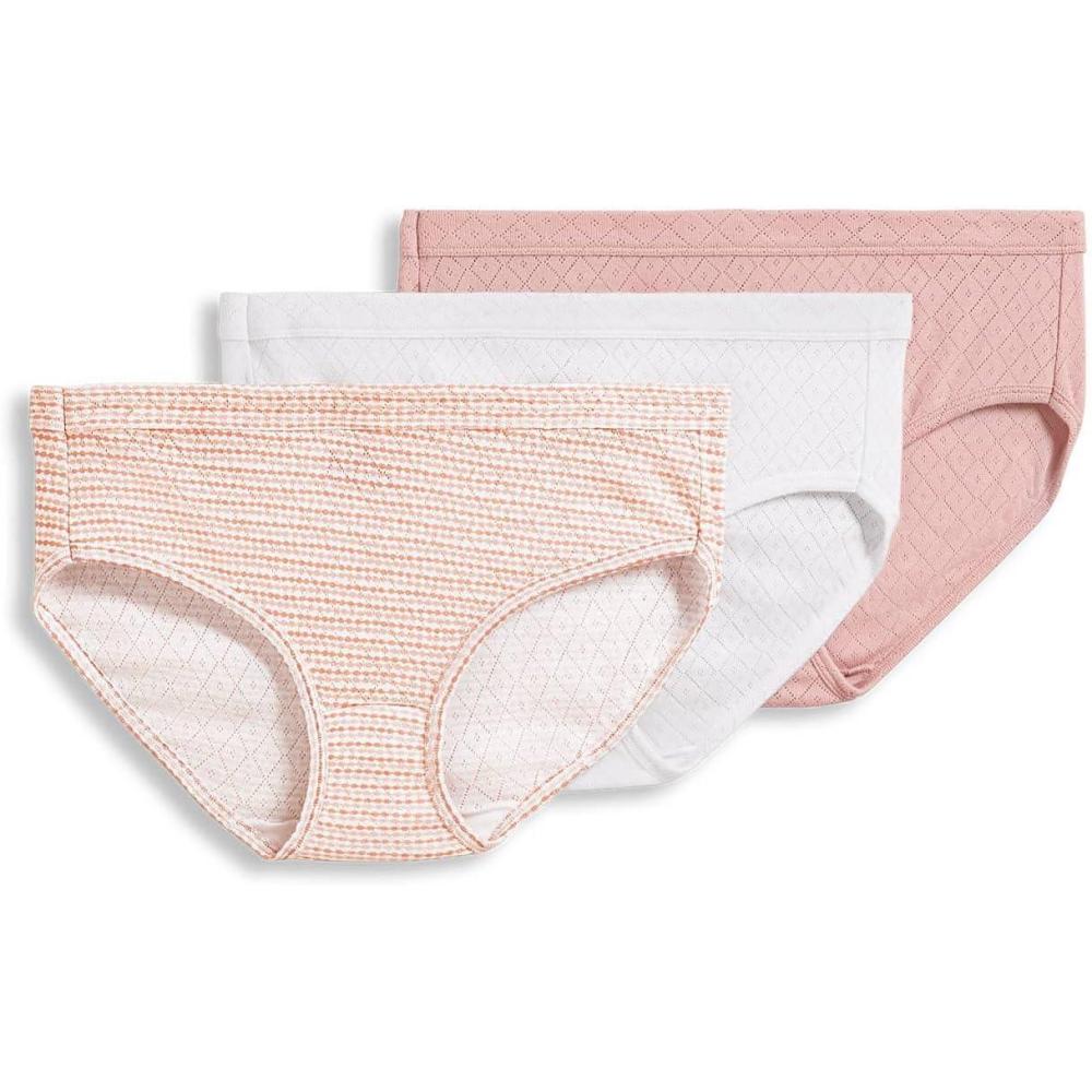 imageJockey Womens Underwear Elance Breathe Hipster 3 PackWhiteSeashell RoseNeutral Rose Horizon