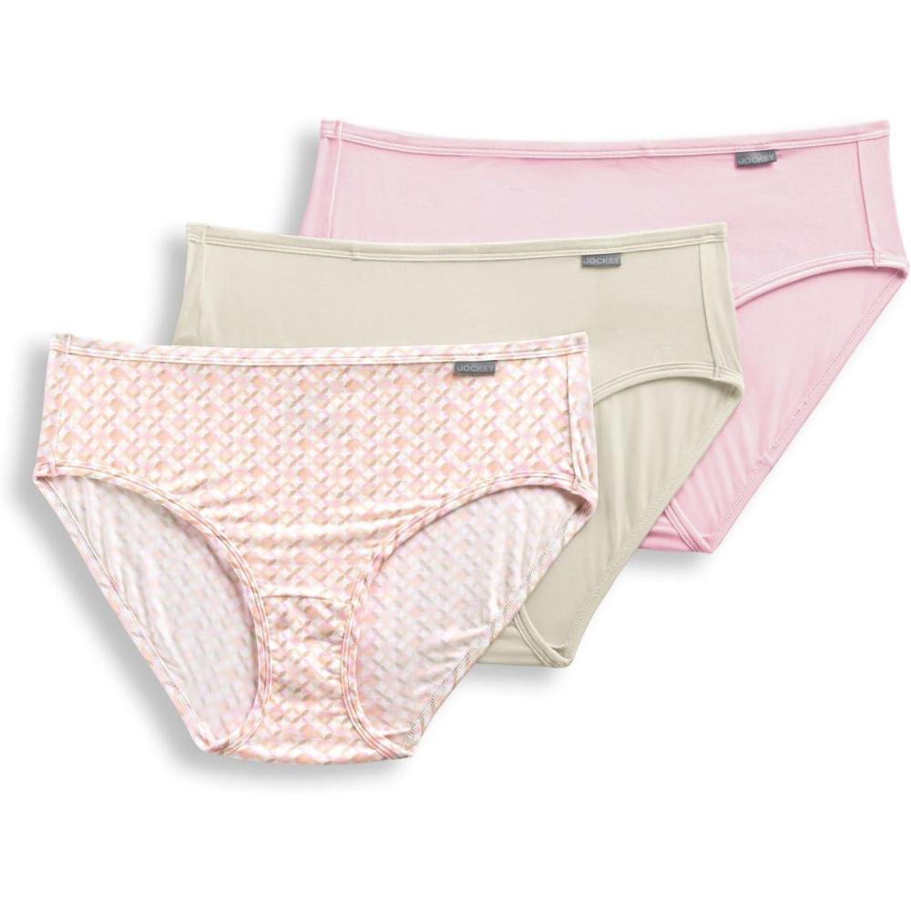 imageJockey Womens Underwear Supersoft Hipster  3 PackPastel PinwheelSandFrosty Pink