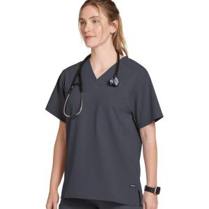 Jockey Unisex Scrubs Classic Unisex One Pocket Stretch Scrub Top(Charcoal)