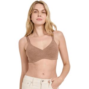 Jockey Women’s Bra Smooth & Sleek Lace Full Coverage Wirefree T-Shirt Bra(Almond)