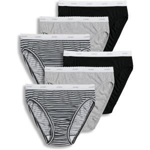 Jockey Women’s Underwear Plus Size Elance French Cut – 6 Pack(Grey Heather/Simple Stripe/Black)