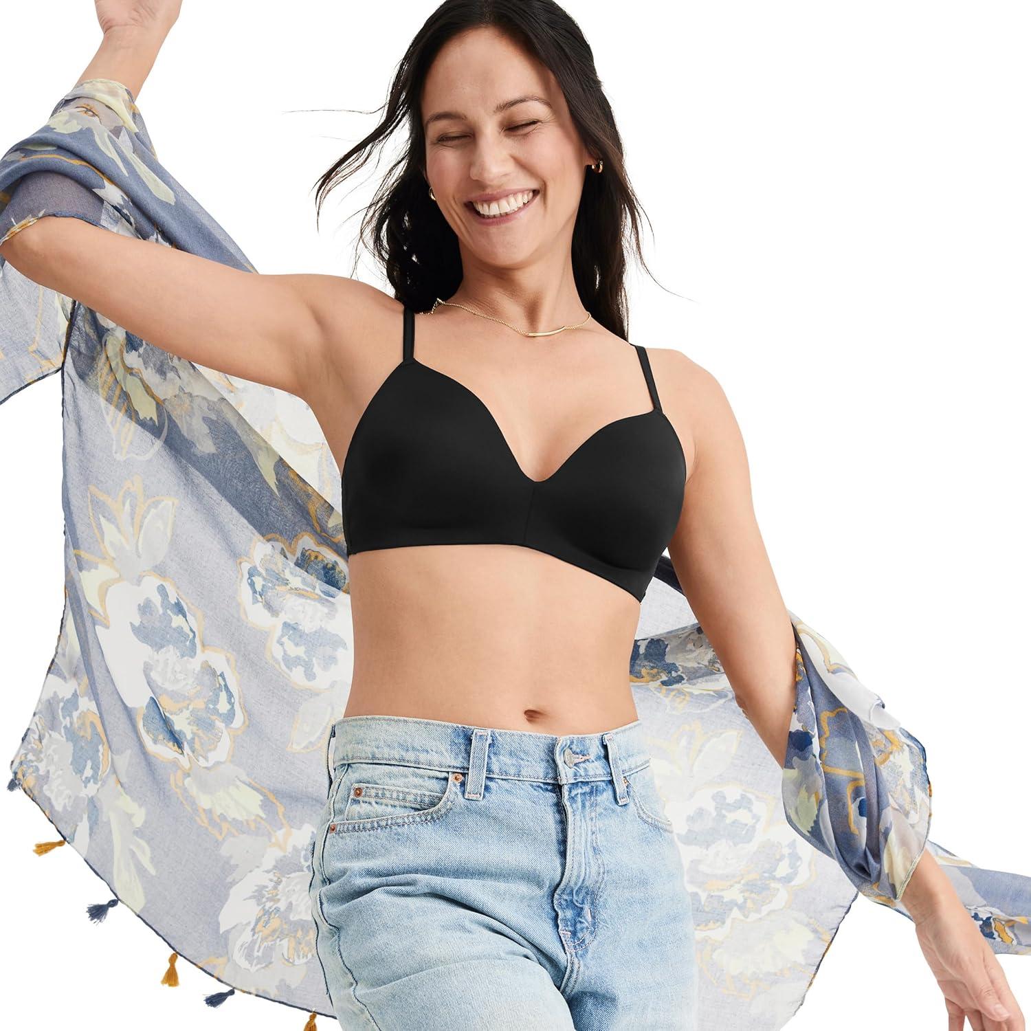 imageJockey Womens Bra Smooth amp Sleek Microfiber Demi Coverage Wirefree TShirt BraBlack Night