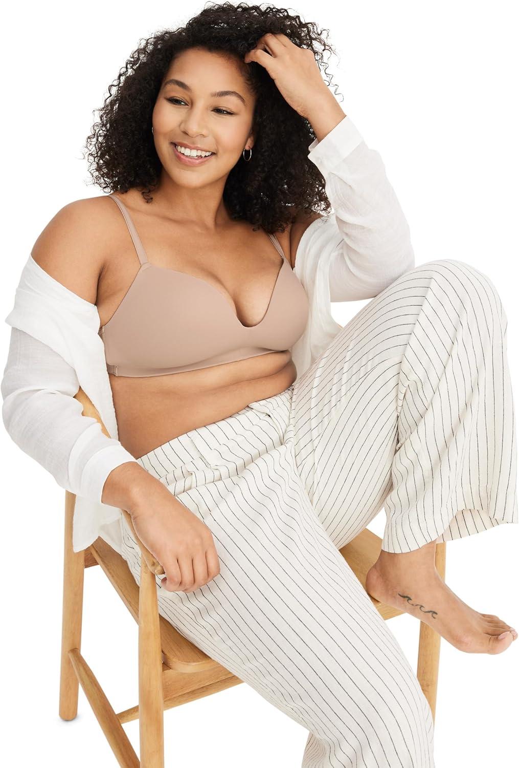 imageJockey Womens Bra Smooth amp Sleek Microfiber Demi Coverage Wirefree TShirt BraLight Beige