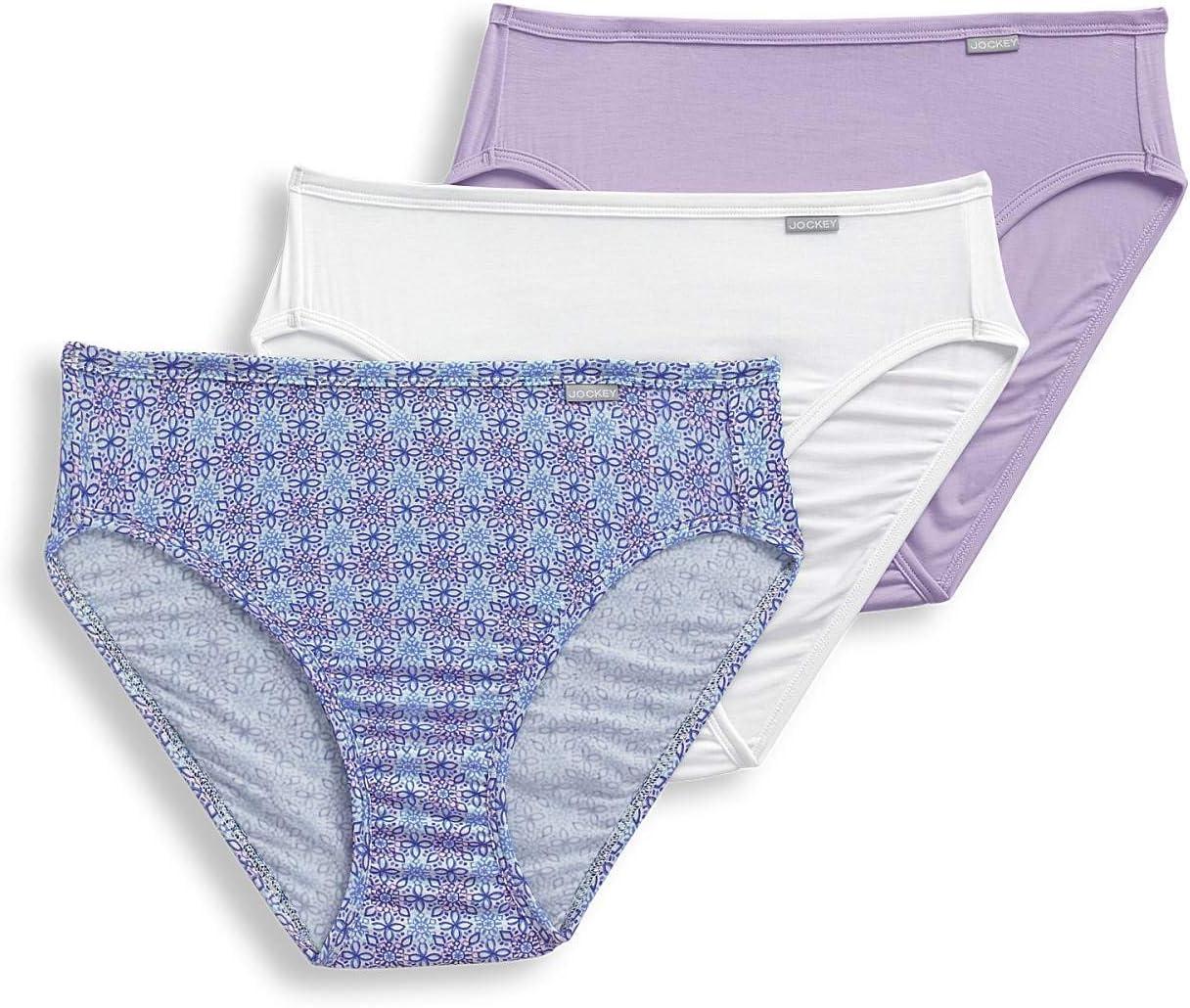 imageJockey Womens Underwear Supersoft French Cut 3 PackCrochet TileSoft LilacWhite