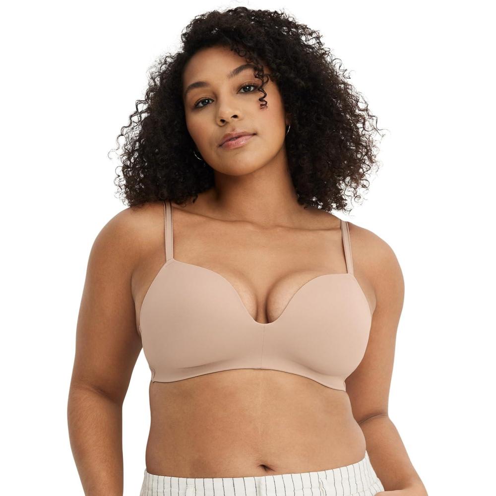 imageJockey Womens Bra Smooth amp Sleek Microfiber Demi Coverage Wirefree TShirt BraLight Beige