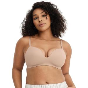 Jockey Women’s Bra Smooth & Sleek Microfiber Demi Coverage Wirefree T-Shirt Bra(Light Beige)