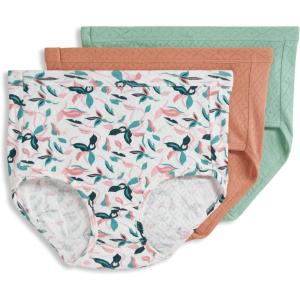 Jockey Women’s Underwear Elance Breathe Brief – 3 Pack(Celadon Zen/Abstract Palma/Rose Gold)