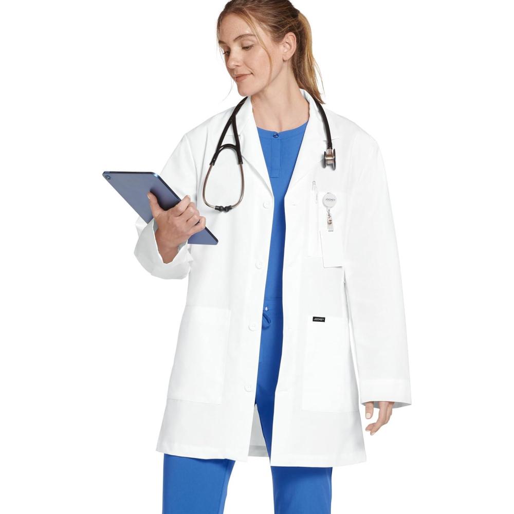 imageJockey Womens Scrubs 34 Unisex Scrub Lab CoatWhite