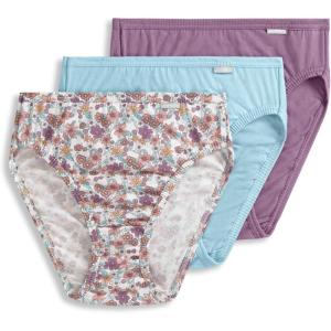 Jockey Women’s Underwear Plus Size Elance French Cut – 3 Pack(Bleached/Elissa Floral/Silver Plum)