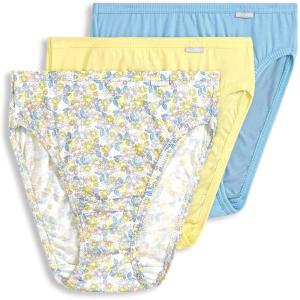 Jockey Women’s Underwear Plus Size Elance French Cut – 3 Pack(Light Yellow/Ditsy Daisy/Blue Stardust)