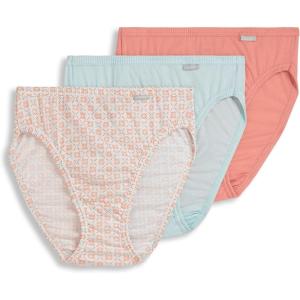 Jockey Women’s Underwear Plus Size Elance French Cut – 3 Pack(Paradise Peach/Peach Garden Geo/Echo Blue)