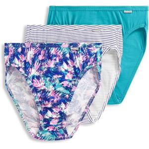 Jockey Women’s Underwear Plus Size Elance French Cut – 3 Pack(Softest Teal/Belvedere Violet Stripe/Tropical Burst)