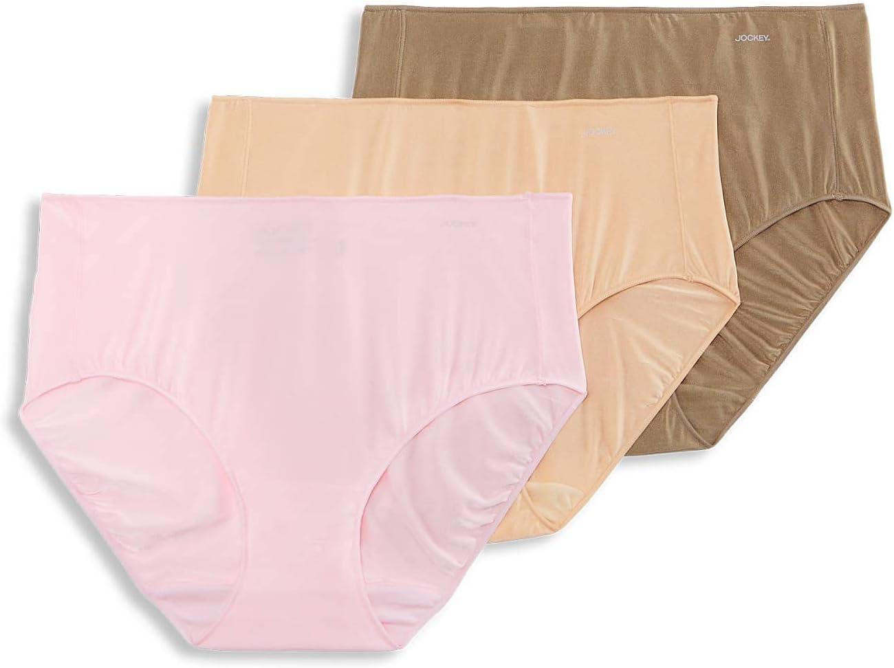 imageJockey No Panty Line Promise Tactel Hip Brief 3PackFrosty PinkLightDeep Beige