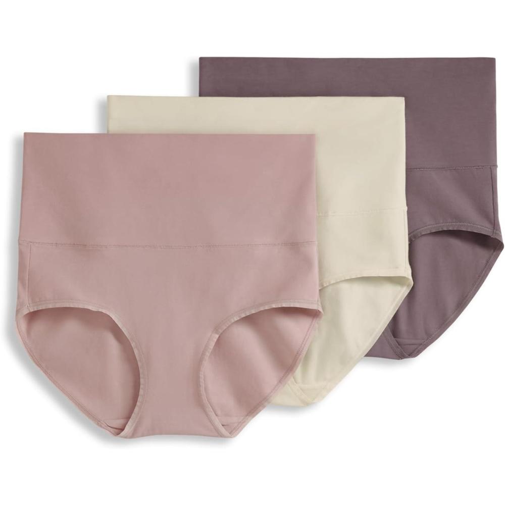 imageJockey Womens Shapewear Skimmies Cotton Stretch 360 Tummy Smoothing Brief  3 PackTwilight Haze