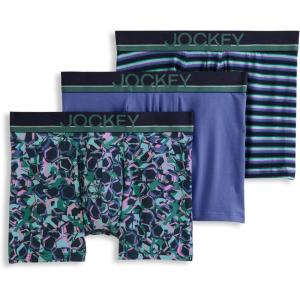 Jockey Men’s Underwear True Style 4″ Trunk – 3 Pack(Grape Stripe)