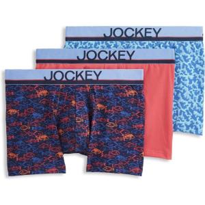 Jockey Men’s Underwear True Style 4″ Trunk – 3 Pack(Something Fishy/Malibu Red/Ocean Coral)