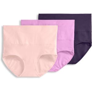 Jockey Women’s Shapewear Skimmies Cotton Stretch 360° Tummy Smoothing Brief – 3 Pack(Rose Dawn)