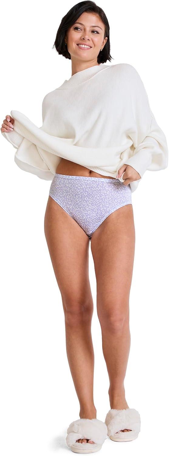 imageJockey Womens Underwear Supersoft Breathe French Cut 3 PackSerene Leopard PrintViolet VeilFuture Dusk