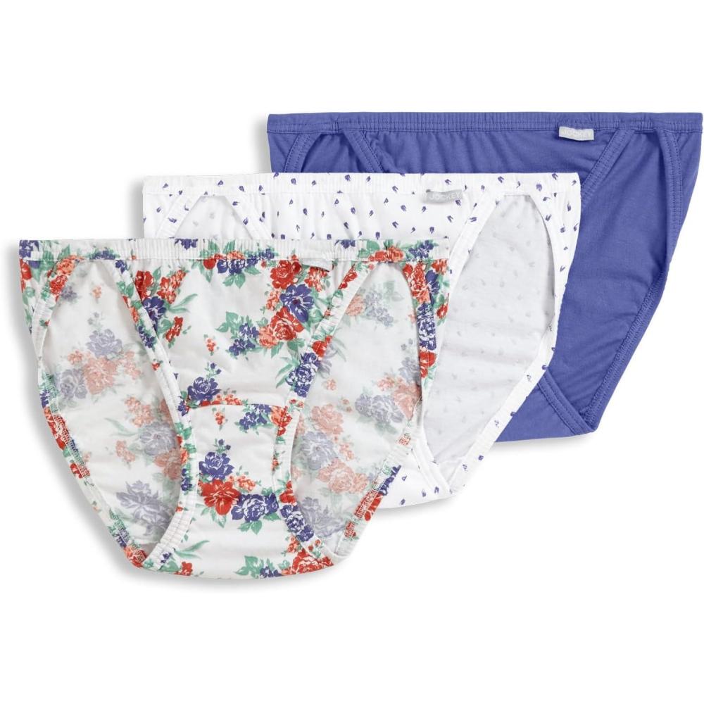 imageJockey Womens Elance String Bikini  3 PackFuture DuskGrape Brush DotFloral Wallpaper