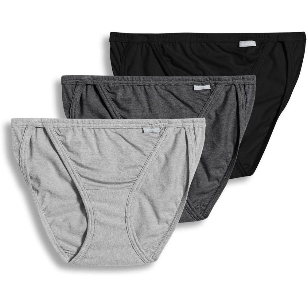 imageJockey Womens Elance String Bikini  3 PackGrey HeatherCharcoal HeatherBlack